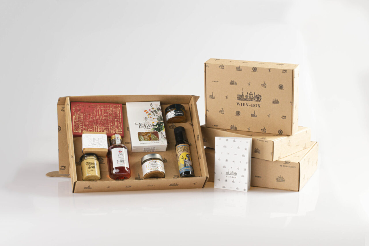 Die Wien Box beinhaltet feinste nachhaltige Produkte aus Wien und ist das perfekte Geschenk für für Ihre KundInnen oder MitarbeiterInnen.